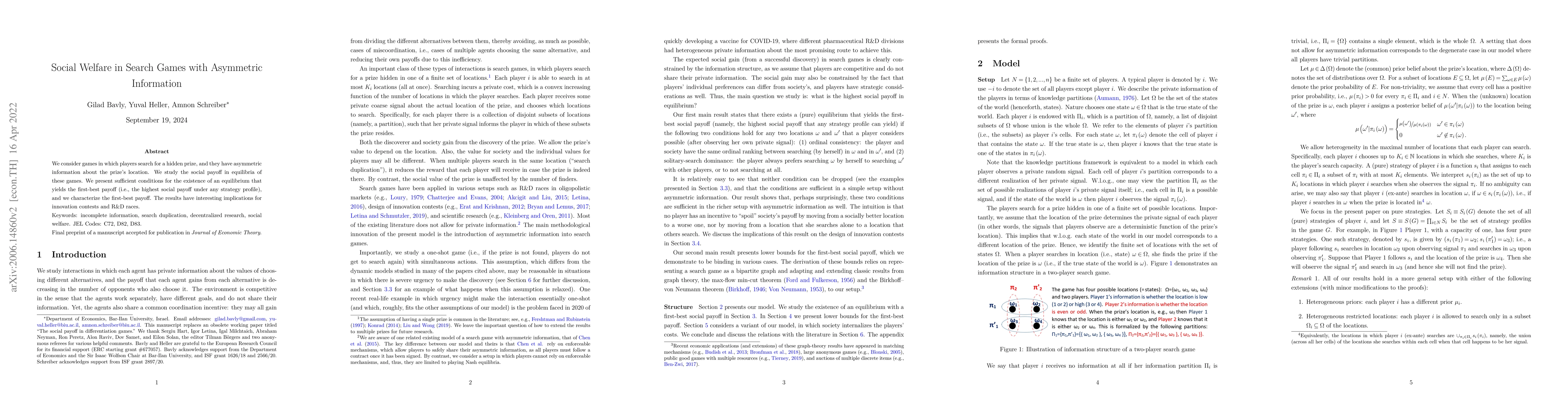 Thumbnail for Social Welfare in Search Games with Asymmetric Information