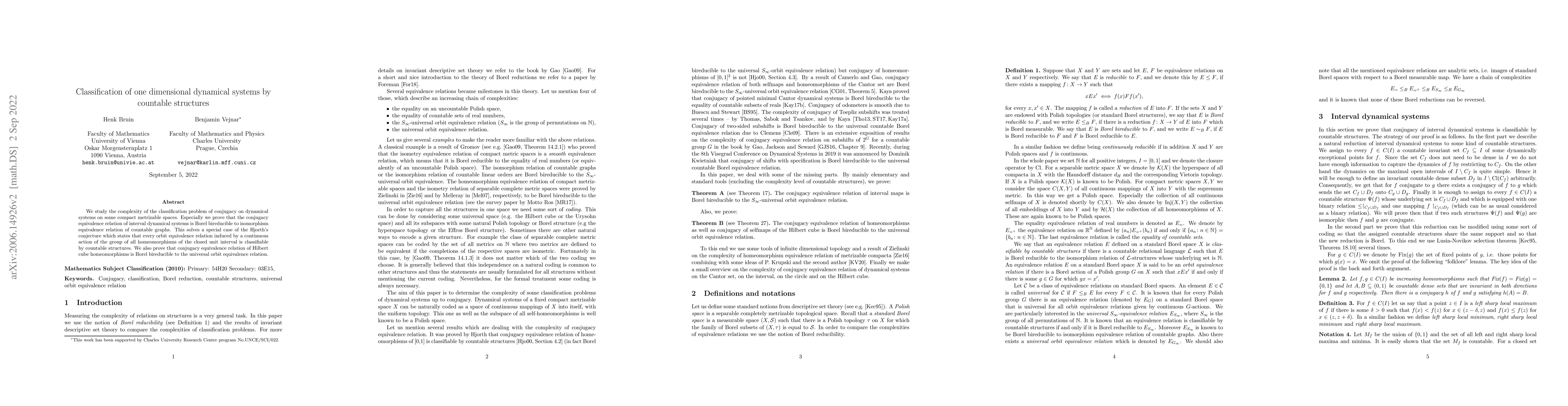 Thumbnail for Classification of one dimensional dynamical systems by countable
  structures
