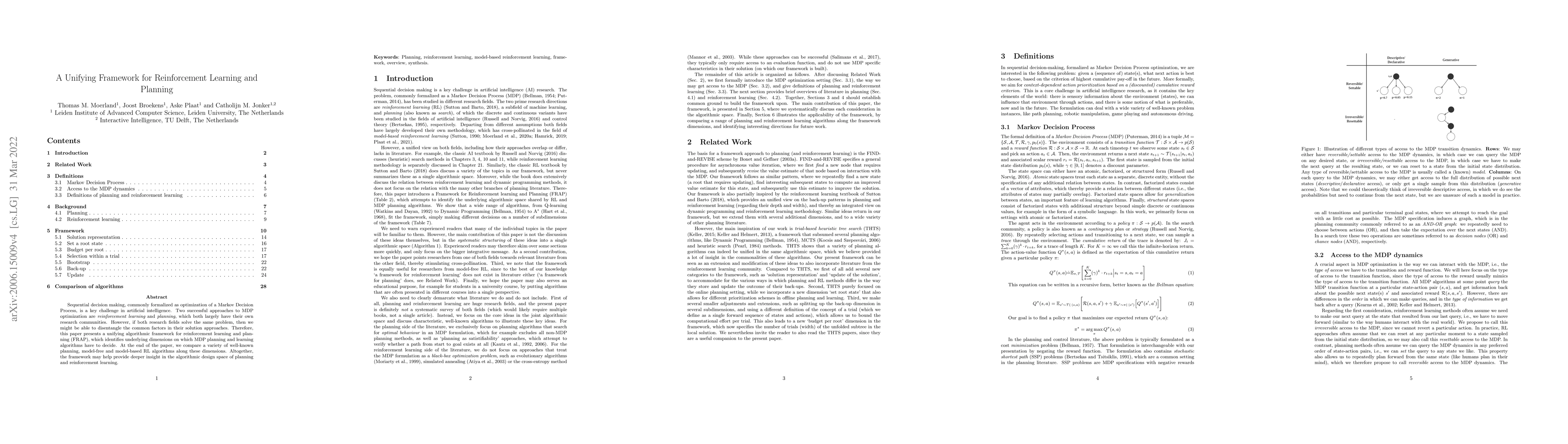 Thumbnail for A Unifying Framework for Reinforcement Learning and Planning