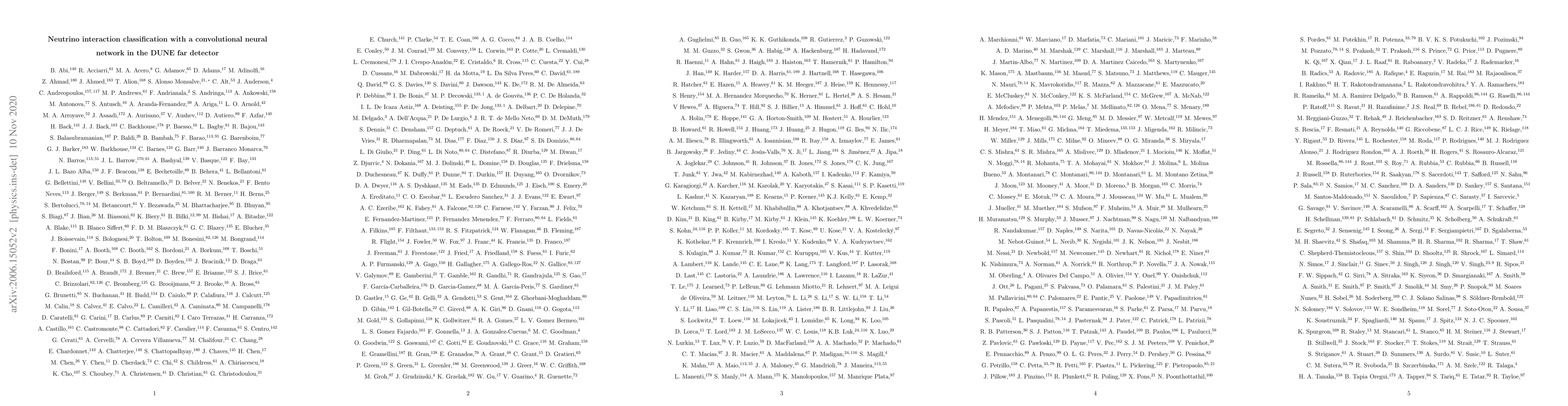 Thumbnail for Neutrino interaction classification with a convolutional neural network
  in the DUNE far detector