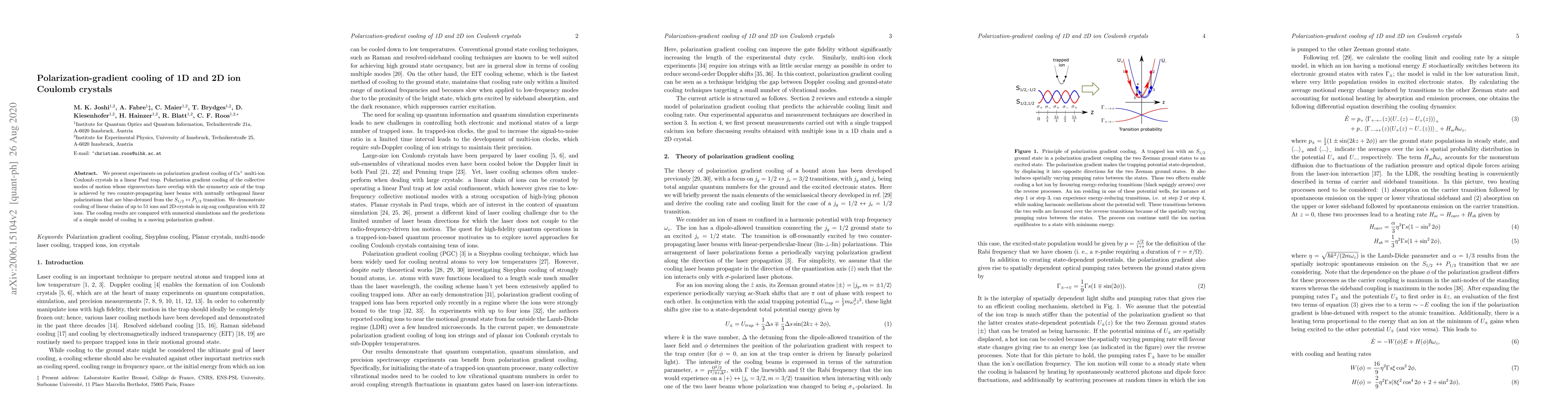 Thumbnail for Polarization-gradient cooling of 1D and 2D ion Coulomb crystals