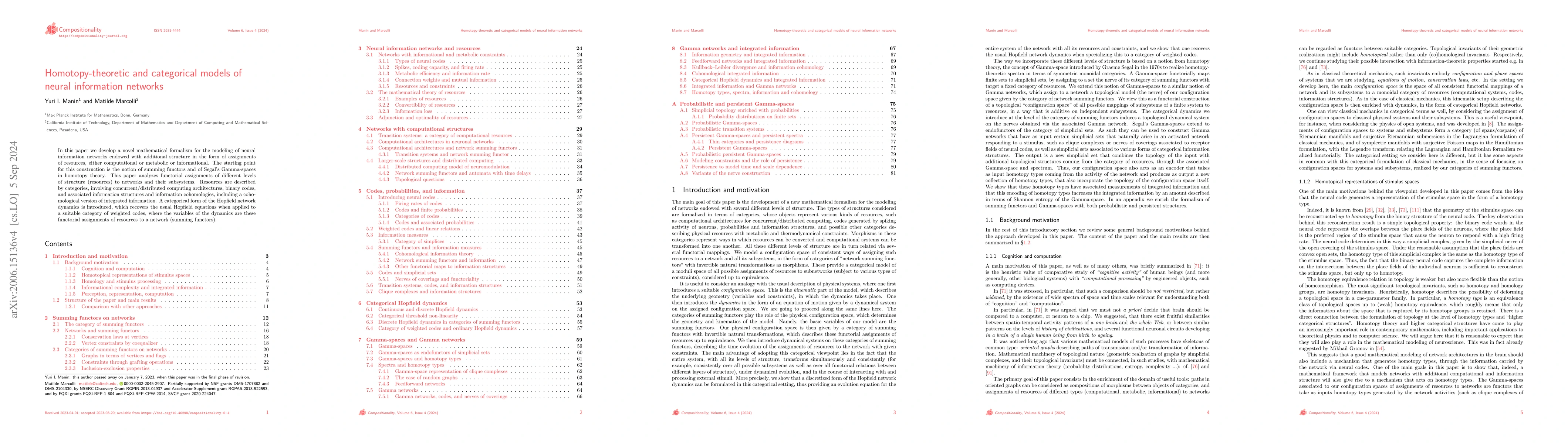 Thumbnail for Homotopy Theoretic and Categorical Models of Neural Information Networks