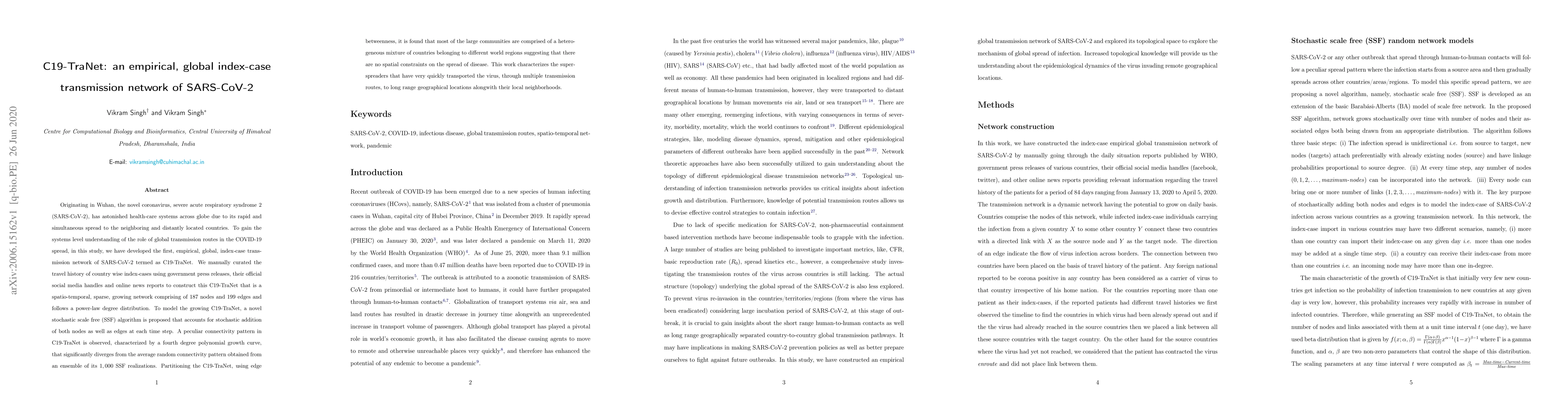 Thumbnail for C19-TraNet: an empirical, global index-case transmission network of
  SARS-CoV-2