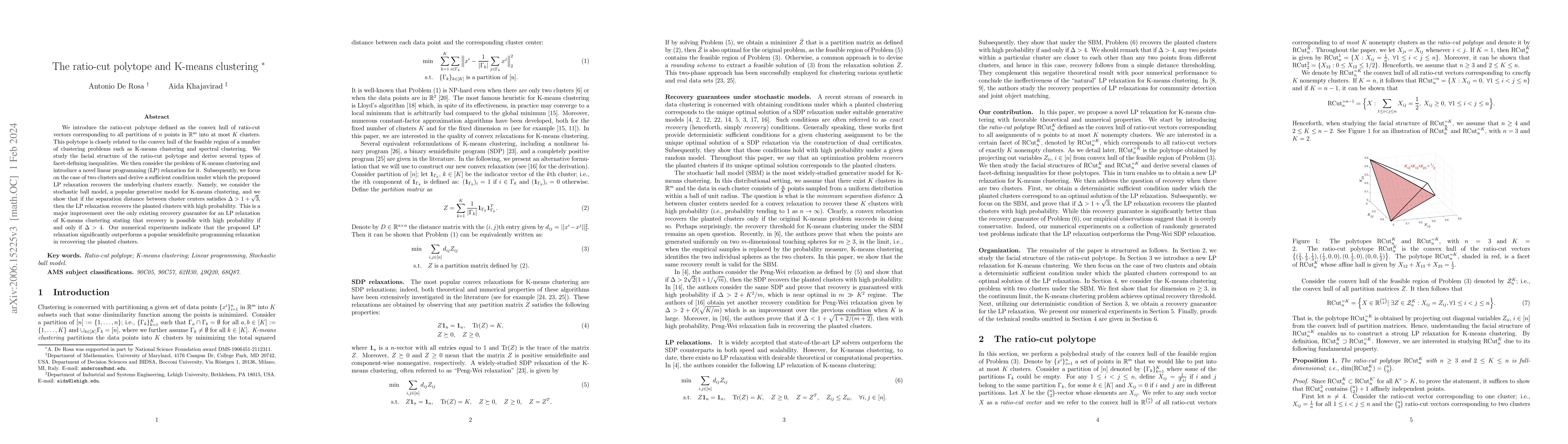 Thumbnail for The ratio-cut polytope and K-means clustering