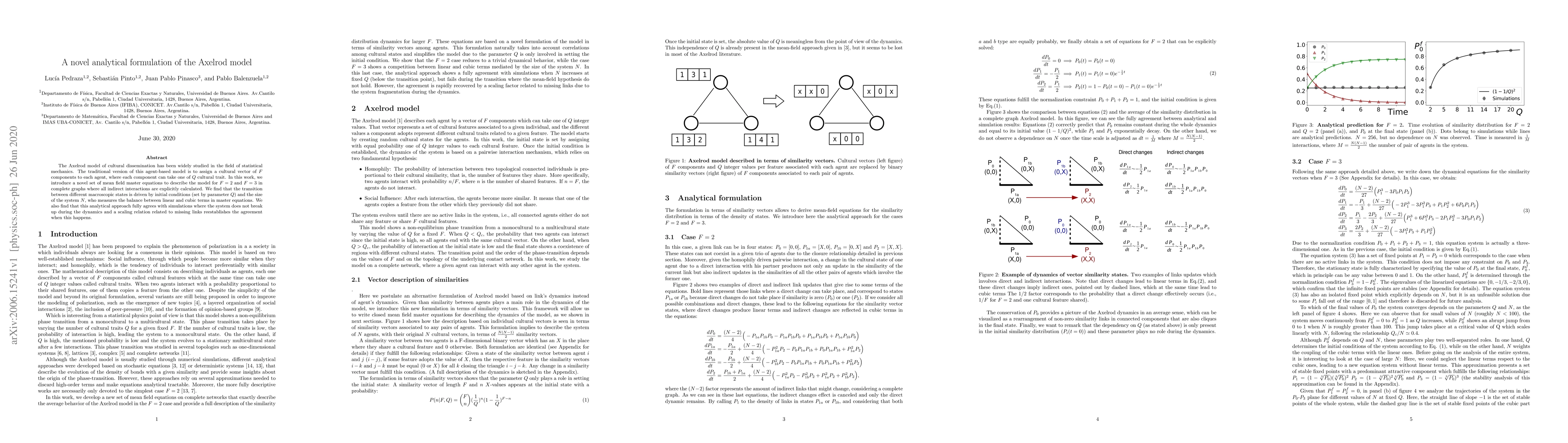 Thumbnail for A novel analytical formulation of the Axelrod model