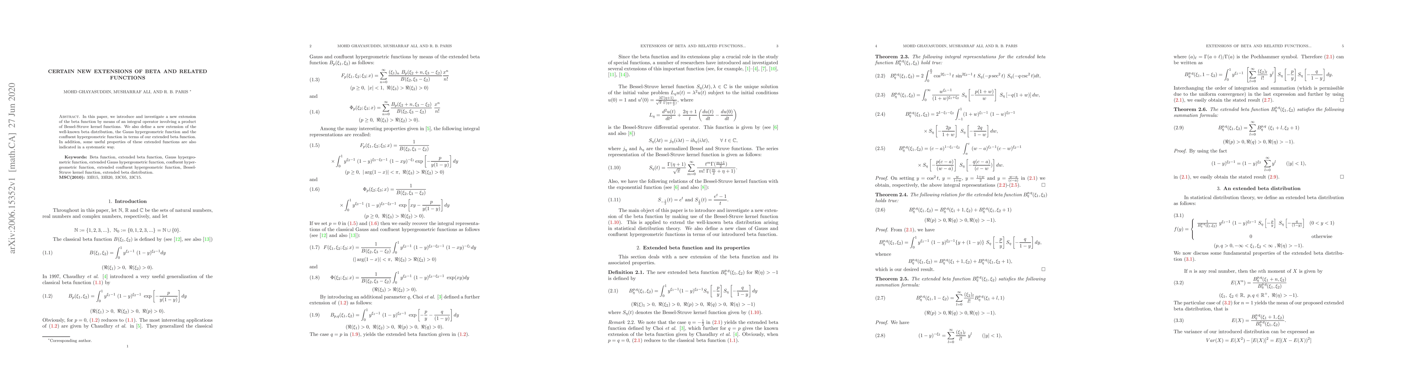 Thumbnail for Extensions of beta and related functions