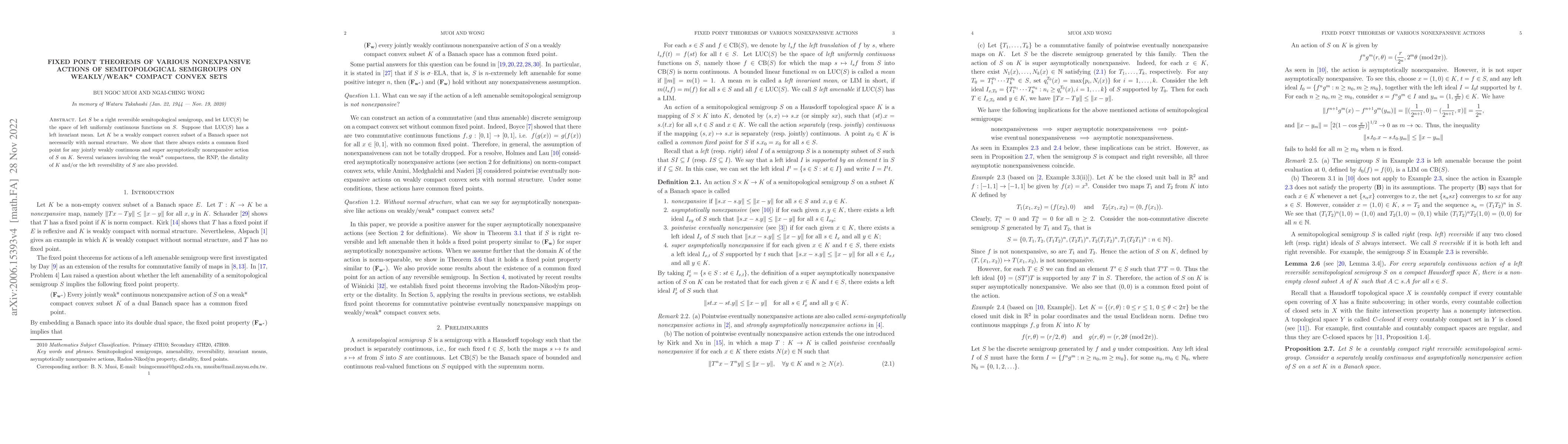 Thumbnail for Fixed point theorems of various nonexpansive actions of semitopological
  semigroups on weakly/weak* compact convex sets