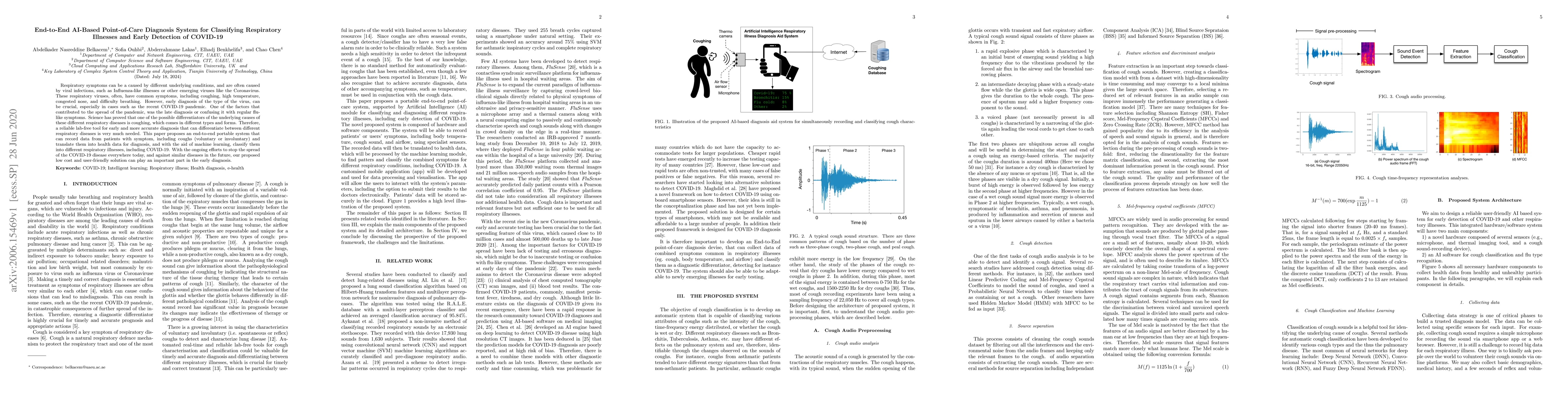 Thumbnail for End-to-End AI-Based Point-of-Care Diagnosis System for Classifying
  Respiratory Illnesses and Early Detection of COVID-19