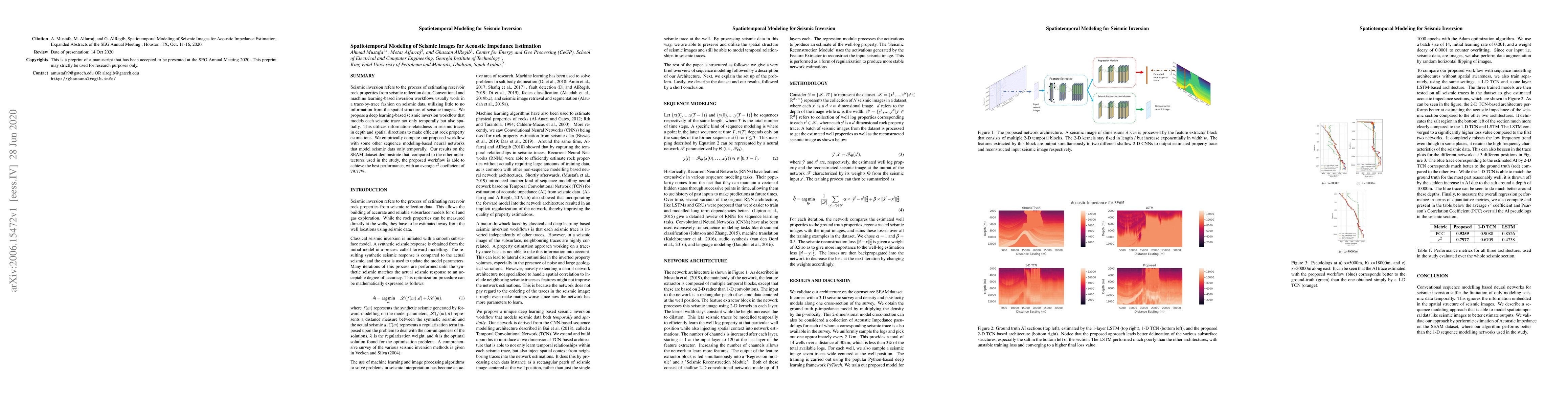 Thumbnail for Spatiotemporal Modeling of Seismic Images for Acoustic Impedance
  Estimation