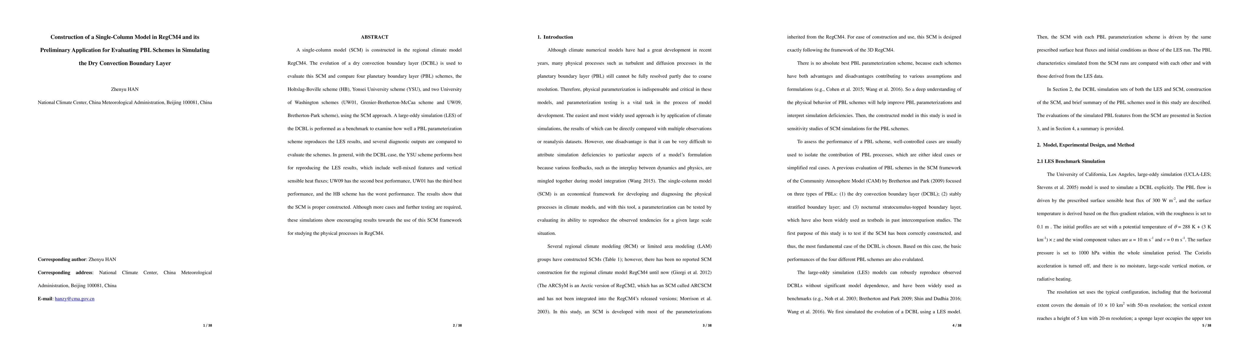 Thumbnail for Construction of a Single-Column Model in RegCM4 and its Preliminary
  Application for Evaluating PBL Schemes in Simulating the Dry Convection
  Boundary Layer
