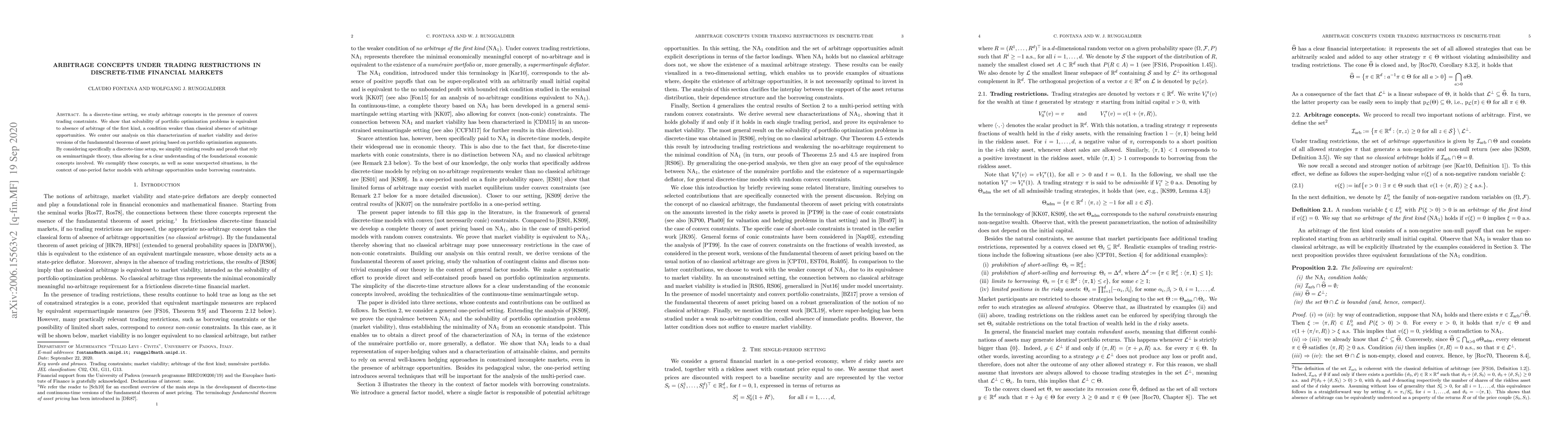Thumbnail for Arbitrage concepts under trading restrictions in discrete-time financial
  markets