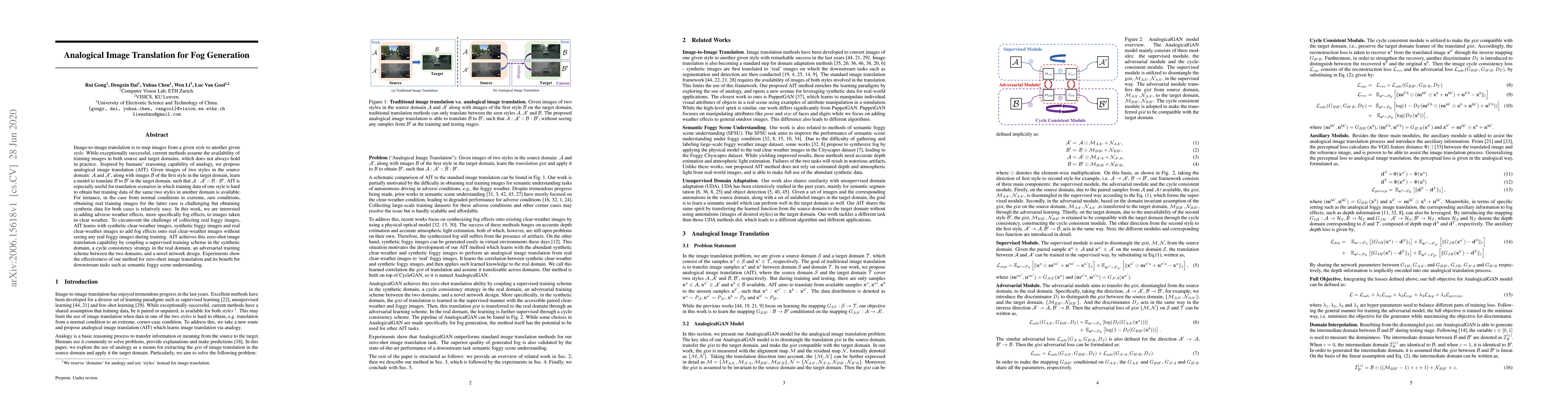 Thumbnail for Analogical Image Translation for Fog Generation
