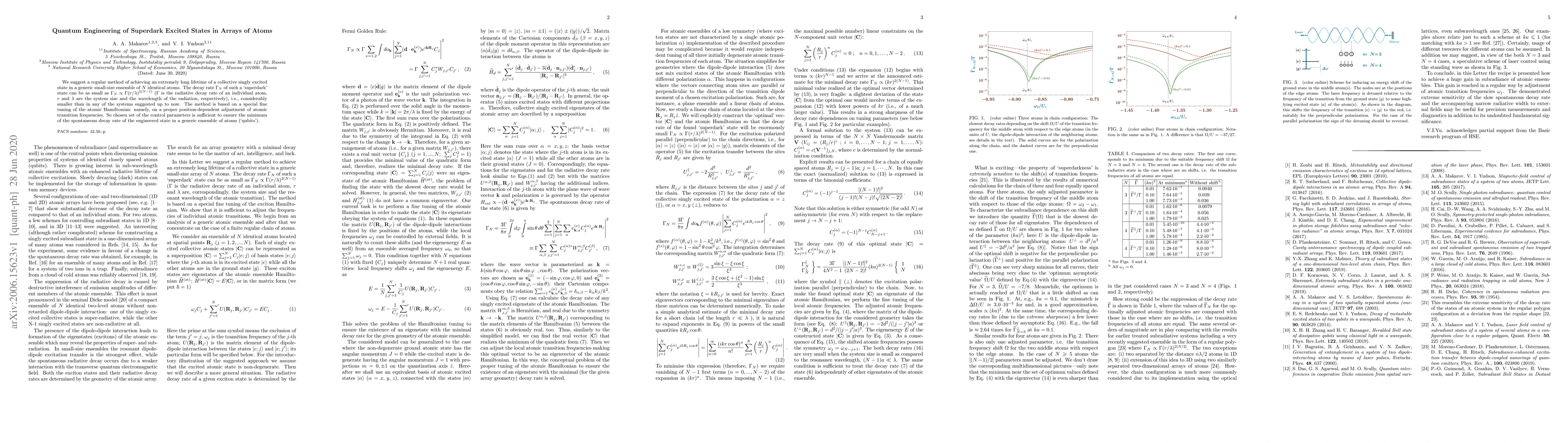 Thumbnail for Quantum Engineering of Superdark Excited States in Arrays of Atoms
