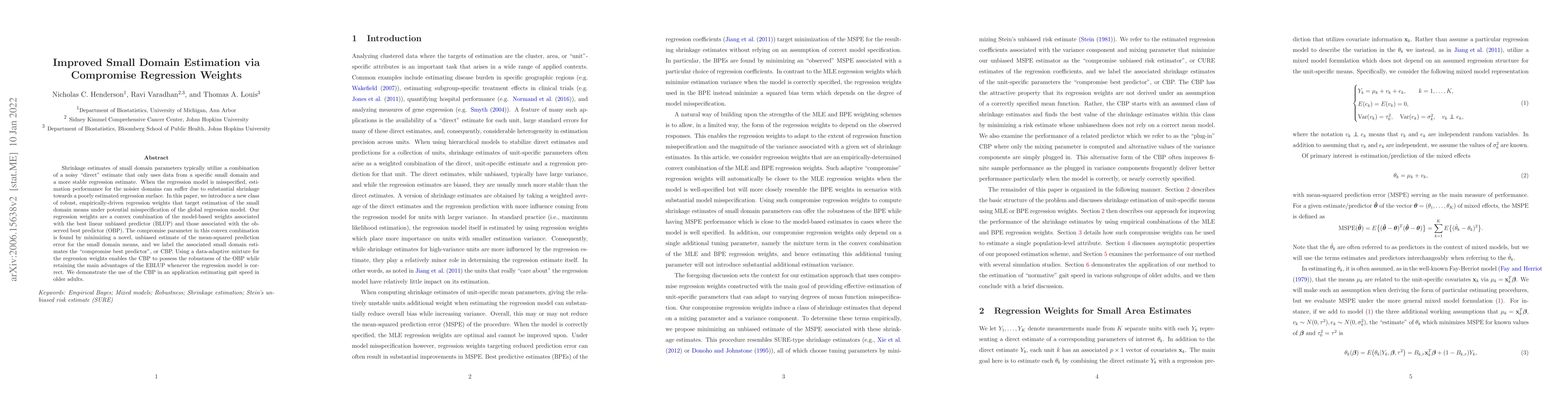 Thumbnail for Improved Small Domain Estimation via Compromise Regression Weights