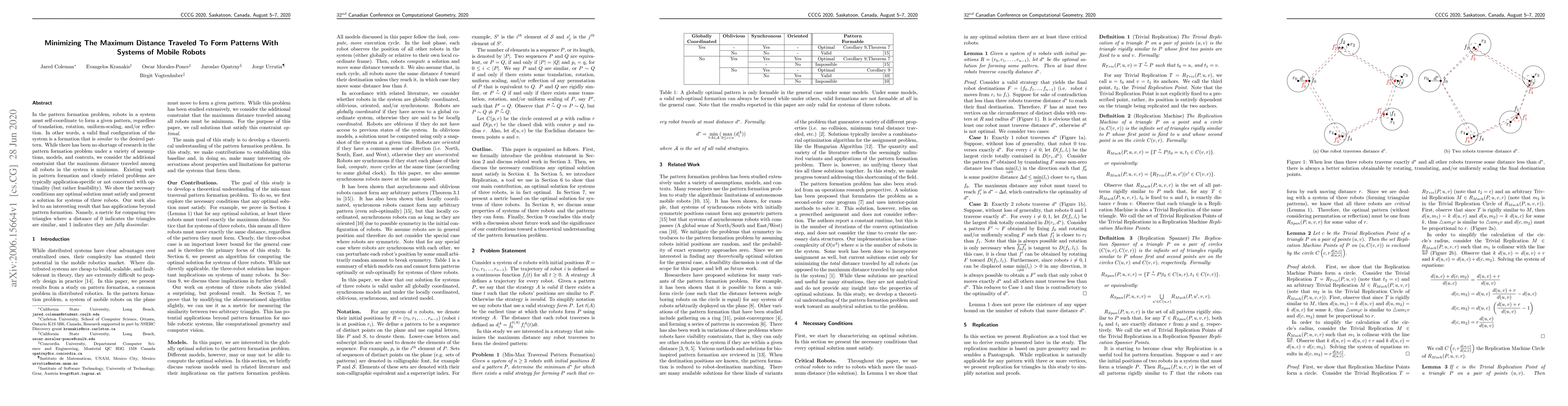 Thumbnail for Minimizing The Maximum Distance Traveled To Form Patterns With Systems
  of Mobile Robots
