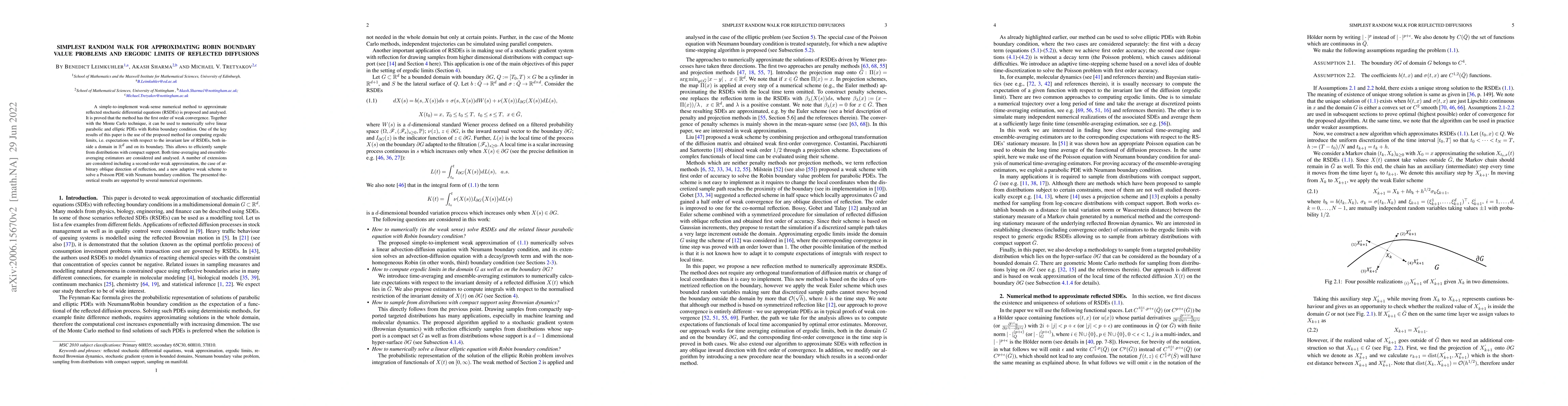 Thumbnail for Simplest random walk for approximating Robin boundary value problems and
  ergodic limits of reflected diffusions
