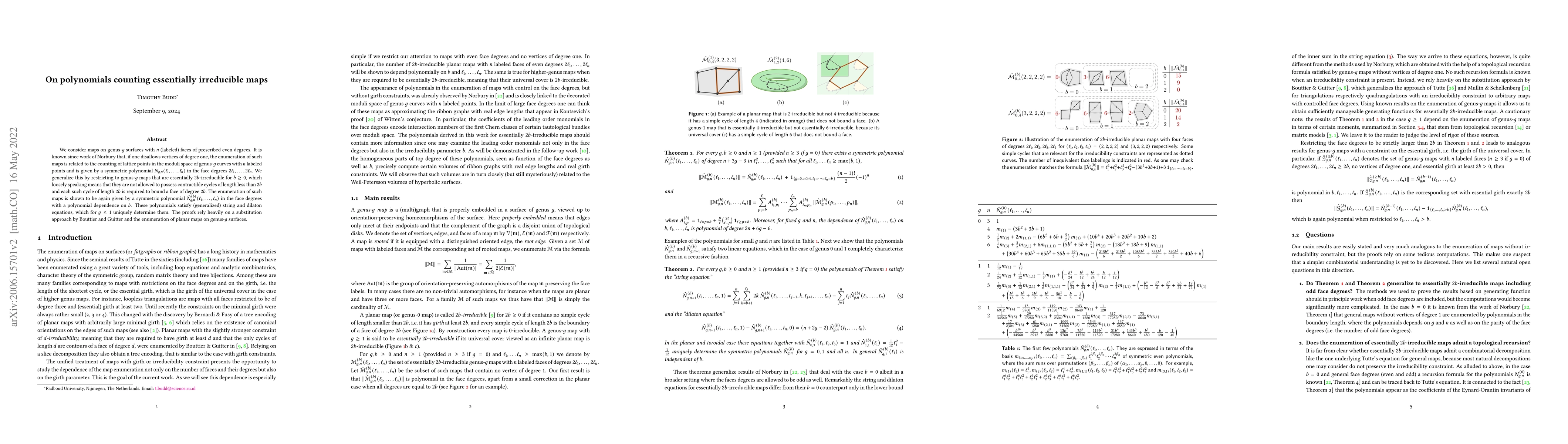 Thumbnail for On polynomials counting essentially irreducible maps
