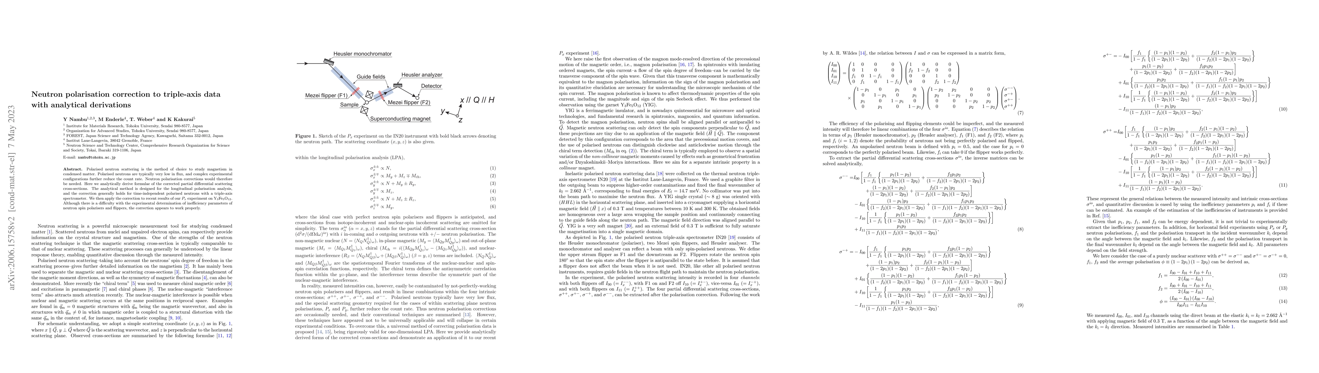 Thumbnail for Neutron polarisation correction to triple-axis data with analytical
  derivations