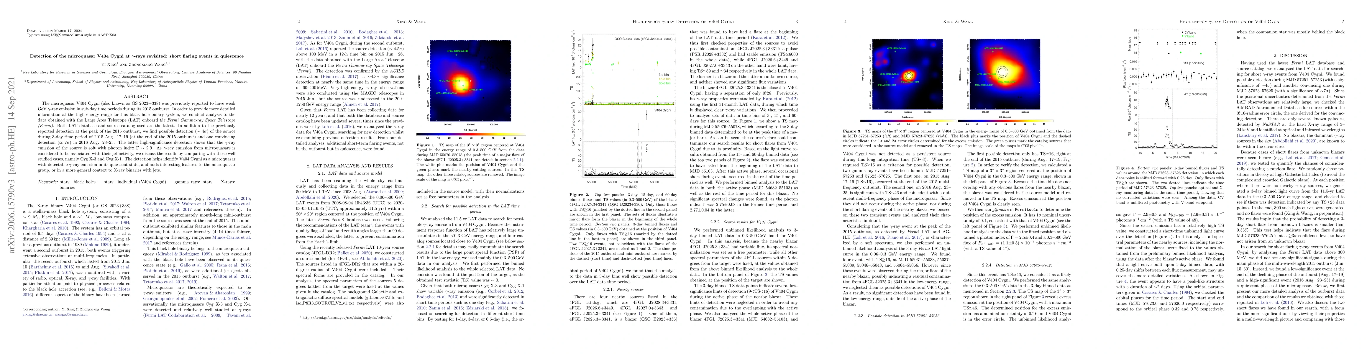 Thumbnail for Detection of the microquasar V404 Cygni at gamma-rays revisited: short
  flaring events in quiescence