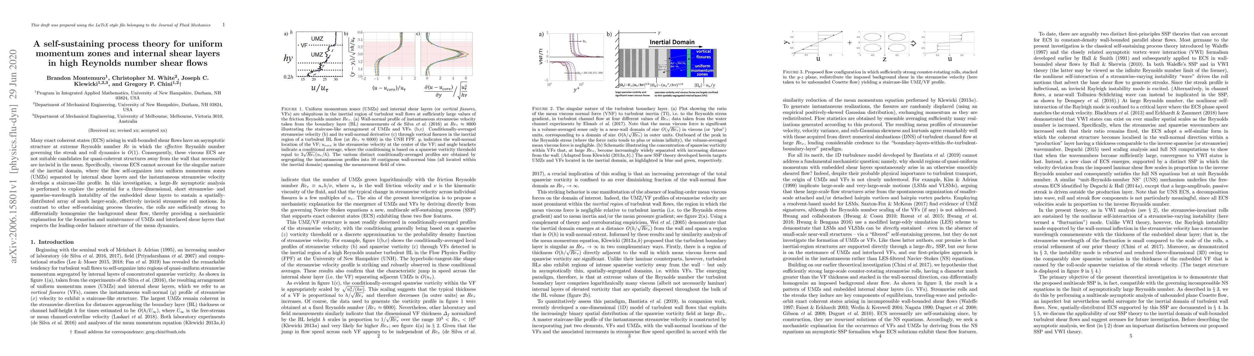 Thumbnail for A self-sustaining process theory for uniform momentum zones and internal
  shear layers in high Reynolds number shear flows