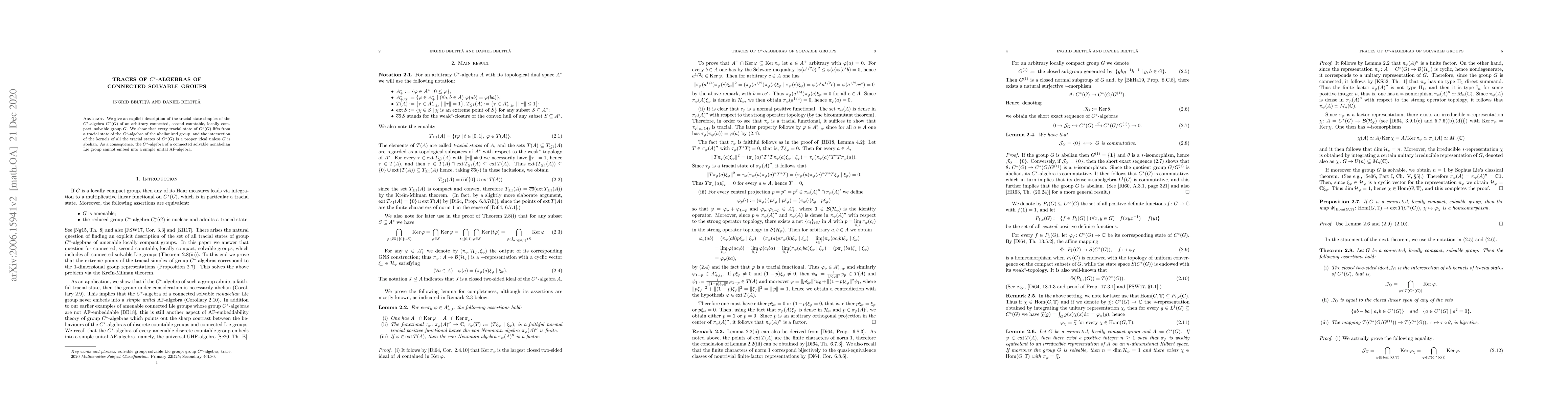 Thumbnail for Traces of $C^*$-algebras of connected solvable groups