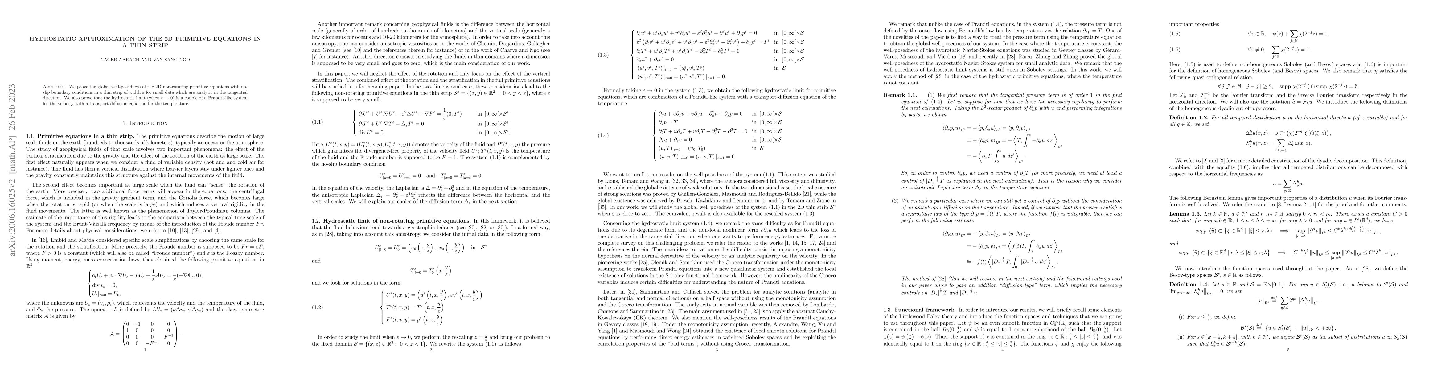 Thumbnail for Hydrostatic approximation of the 2D primitive equations in a thin strip