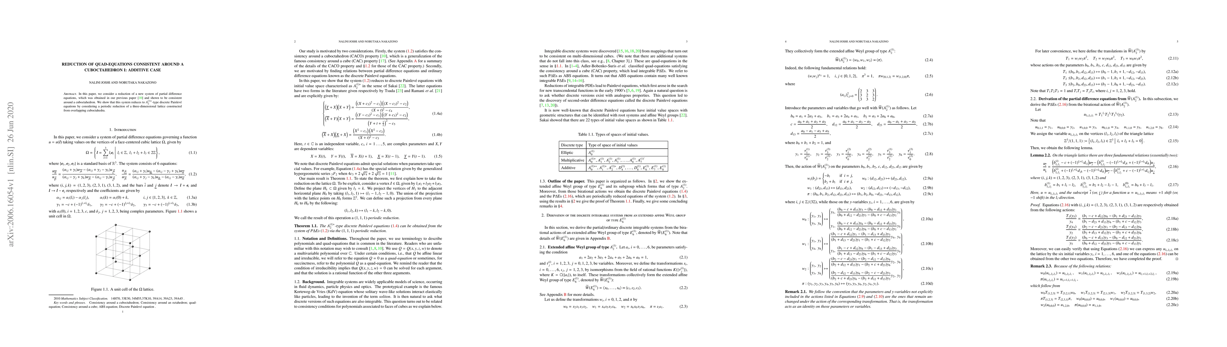 Thumbnail for Reduction of quad-equations consistent around a cuboctahedron I:
  additive case
