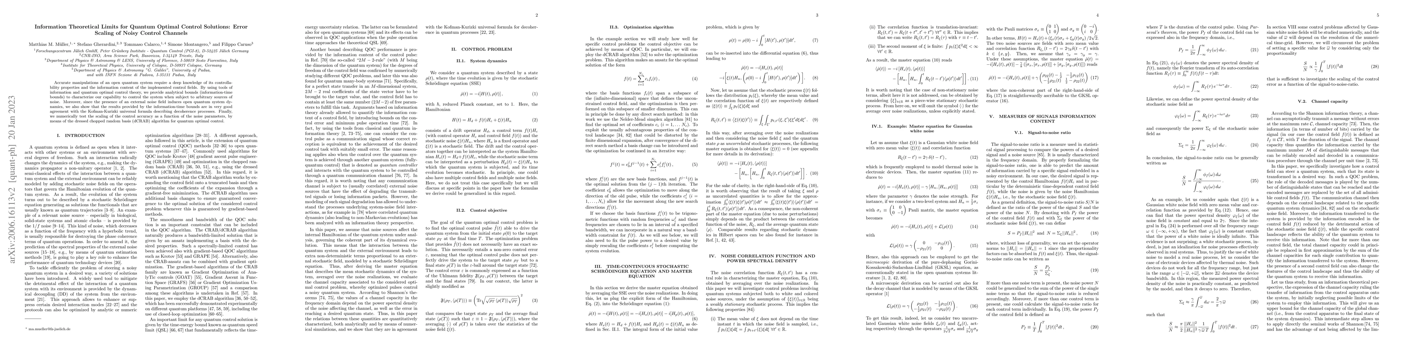 Thumbnail for Information Theoretical Limits for Quantum Optimal Control Solutions:
  Error Scaling of Noisy Channels
