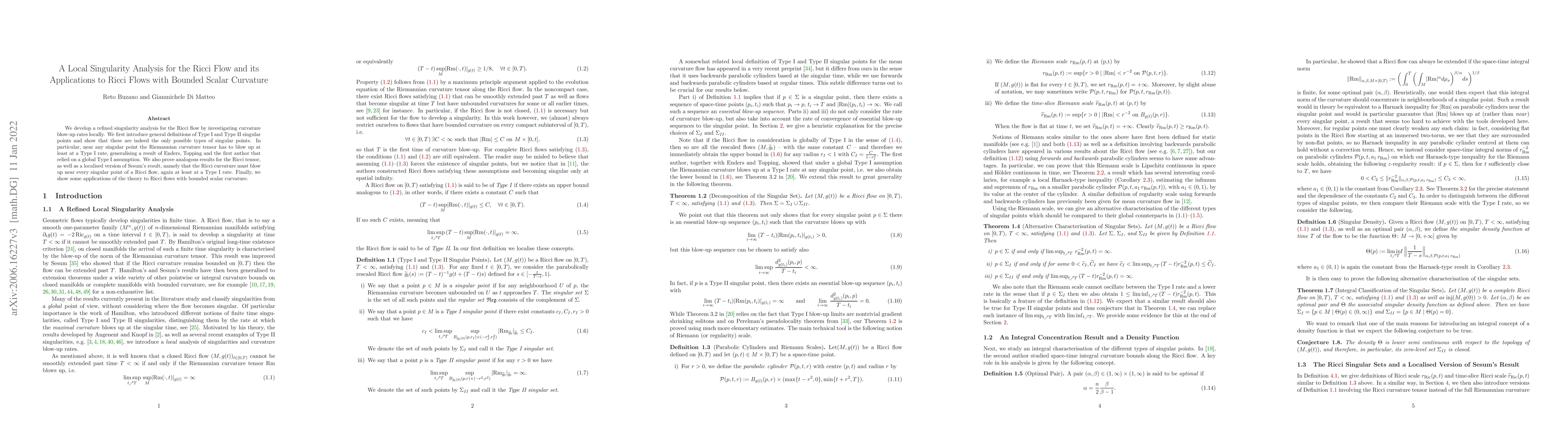 Thumbnail for A Local Singularity Analysis for the Ricci Flow and its Applications to
  Ricci Flows with Bounded Scalar Curvature