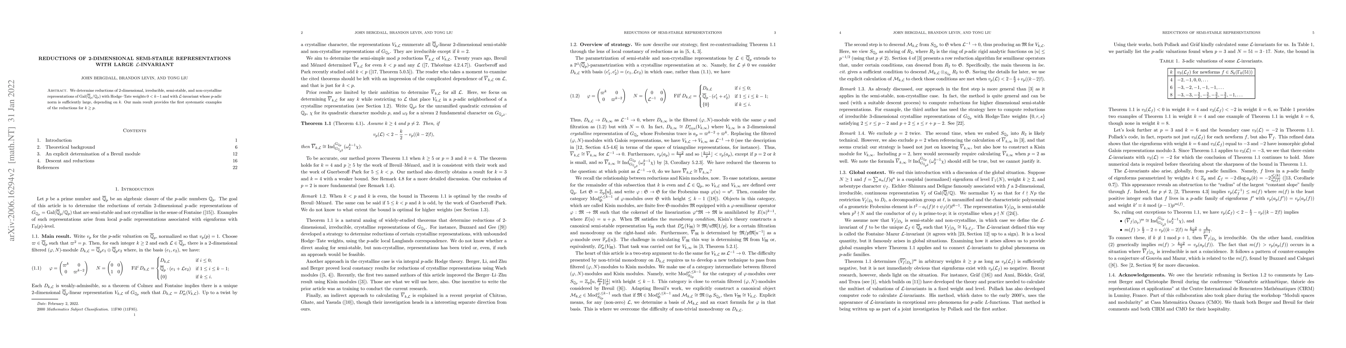 Thumbnail for Reductions of $2$-dimensional semi-stable representations with large
  $\mathcal L$-invariant