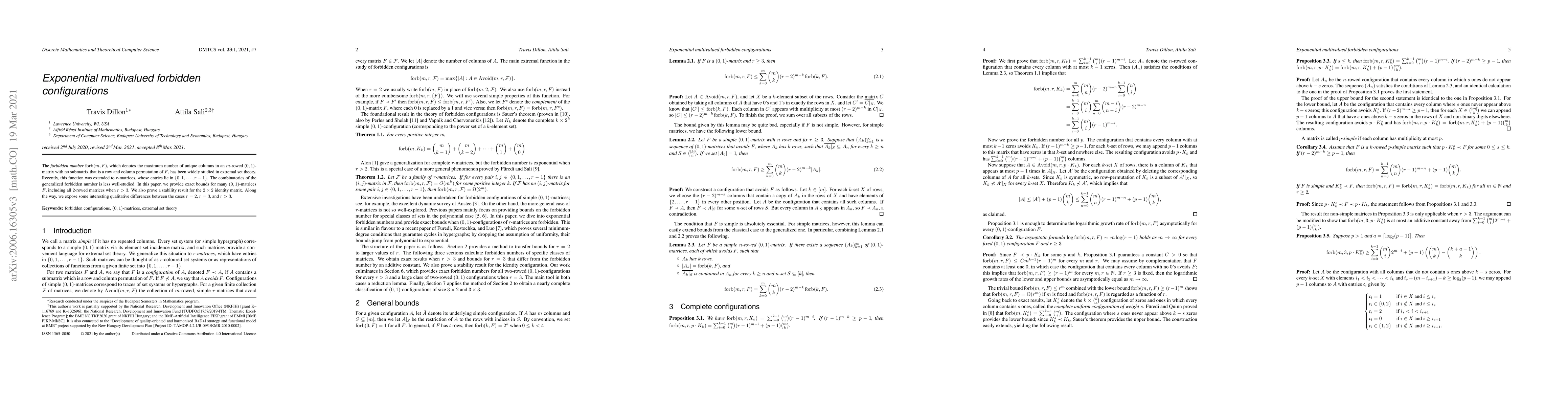 Thumbnail for Exponential multivalued forbidden configurations