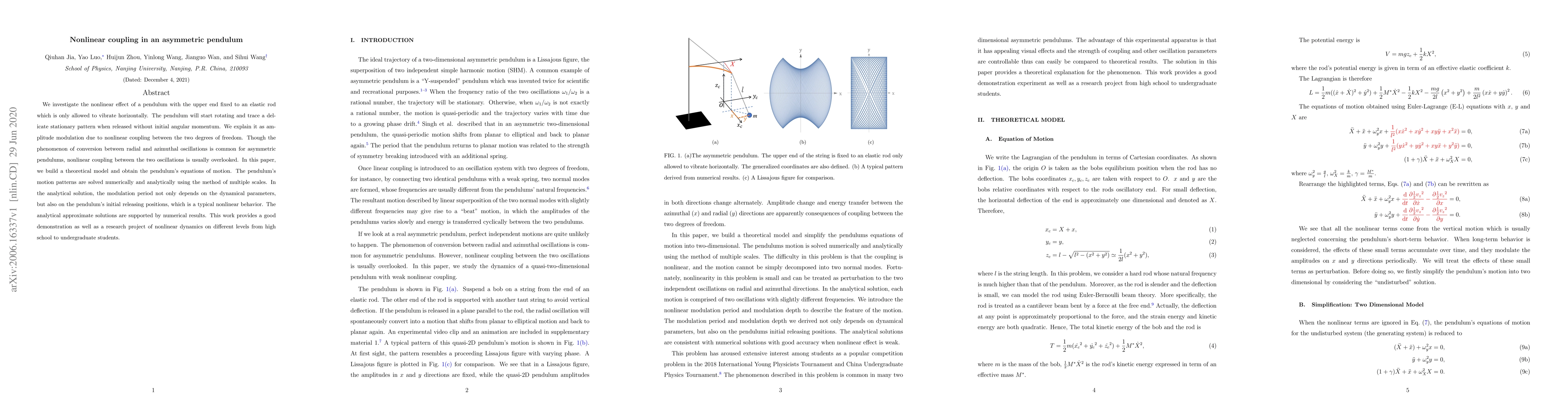 Thumbnail for Nonlinear coupling in an asymmetric pendulum