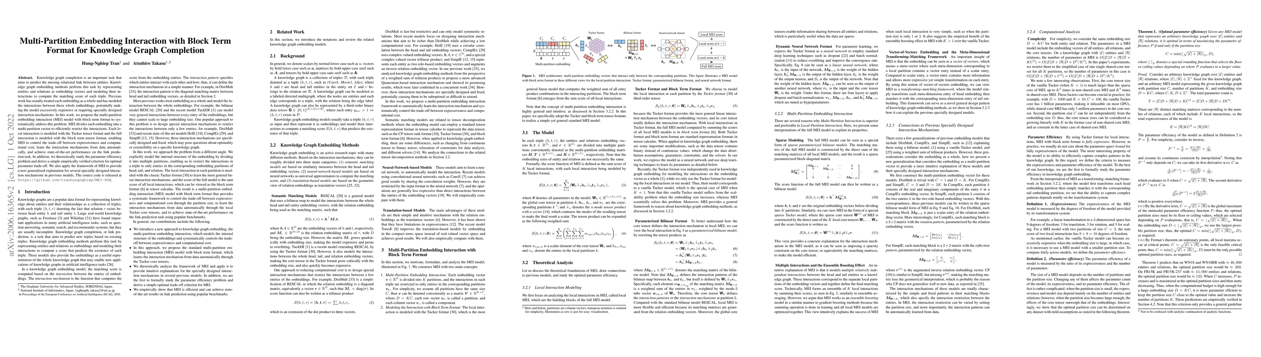 Thumbnail for Multi-Partition Embedding Interaction with Block Term Format for
  Knowledge Graph Completion