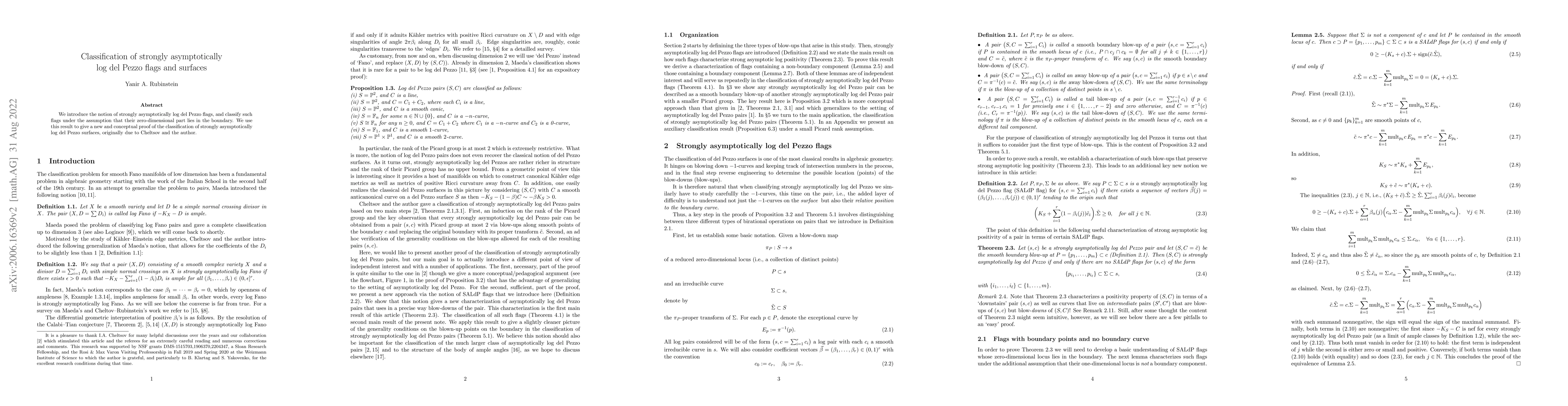 Thumbnail for Classification of strongly asymptotically log del Pezzo flags and
  surfaces