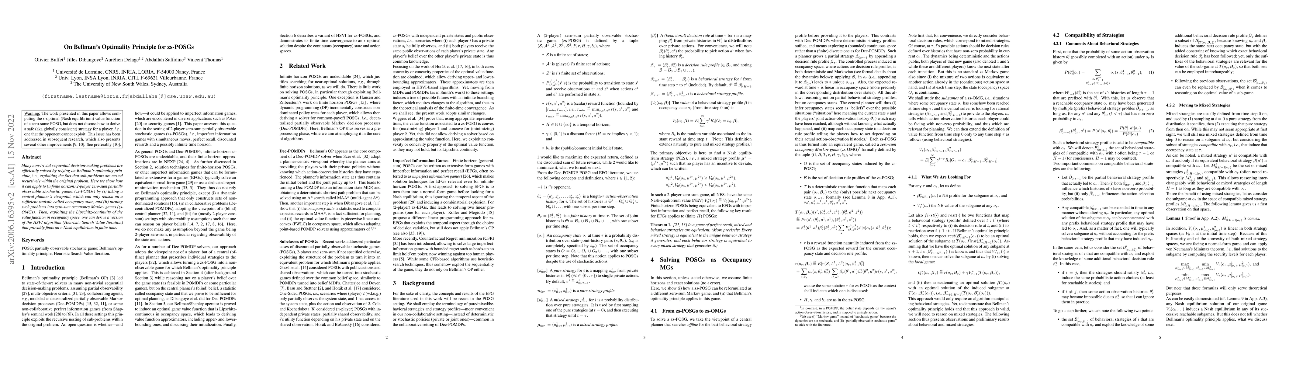 Thumbnail for On Bellman's Optimality Principle for zs-POSGs