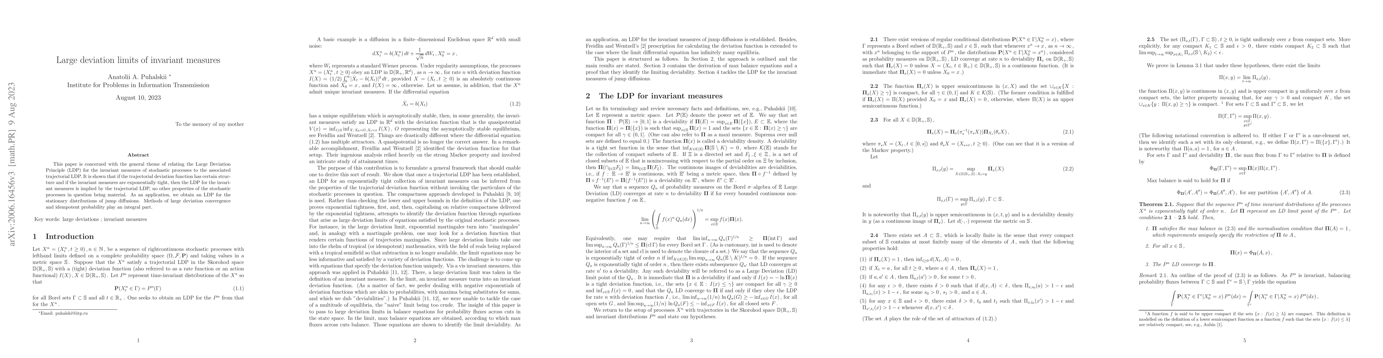 Thumbnail for Large deviation limits of invariant measures