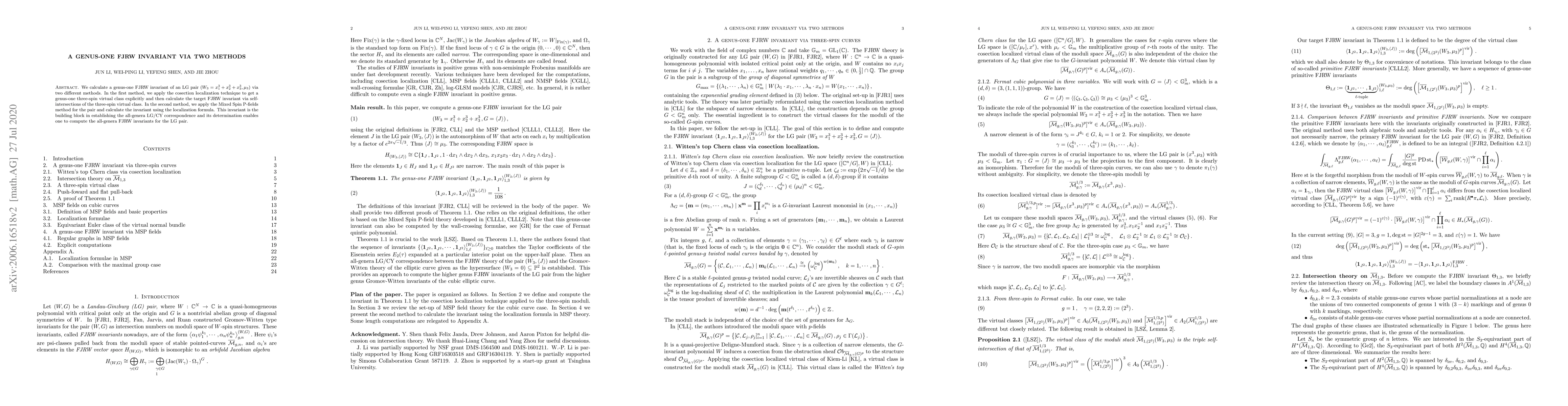 Thumbnail for A genus-one FJRW invariant via two methods