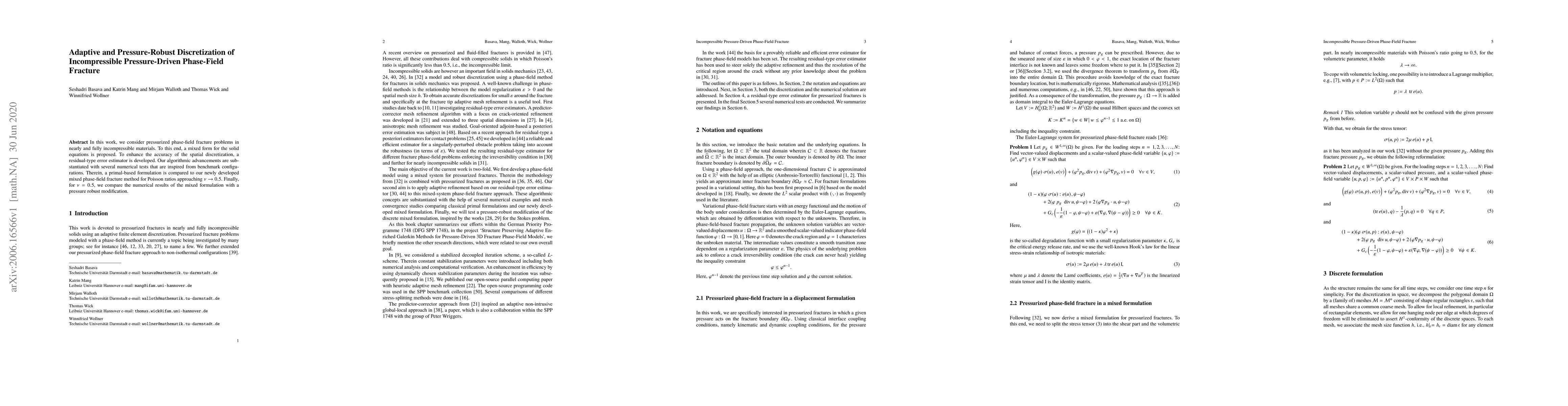 Thumbnail for Adaptive and Pressure-Robust Discretization of Incompressible
  Pressure-Driven Phase-Field Fracture