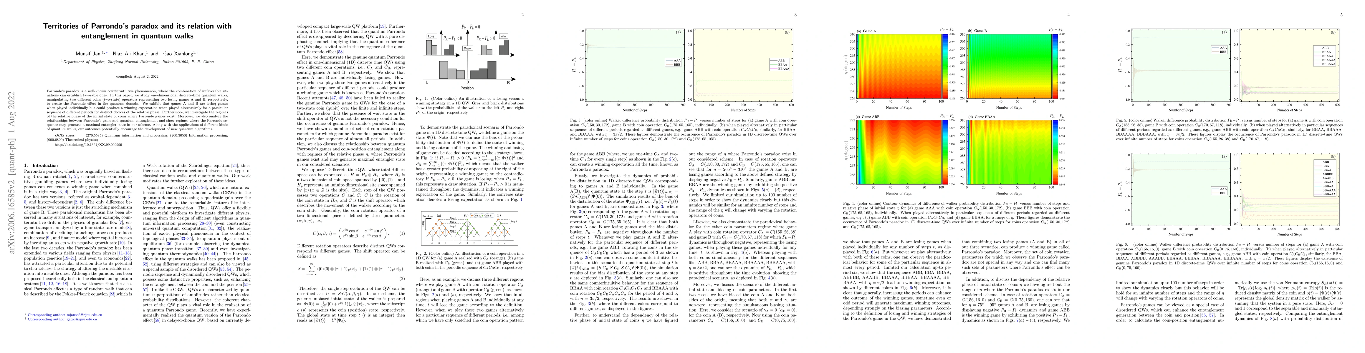 Thumbnail for Territories of Parrondo's paradox and its relation with entanglement in
  quantum walks
