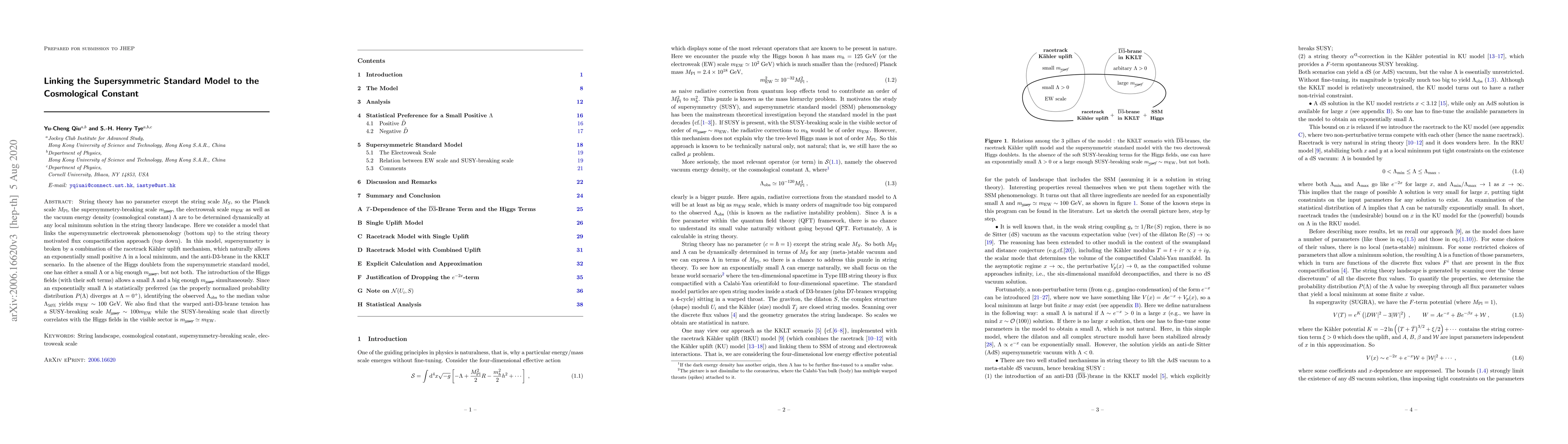 Thumbnail for Linking the Supersymmetric Standard Model to the Cosmological Constant
