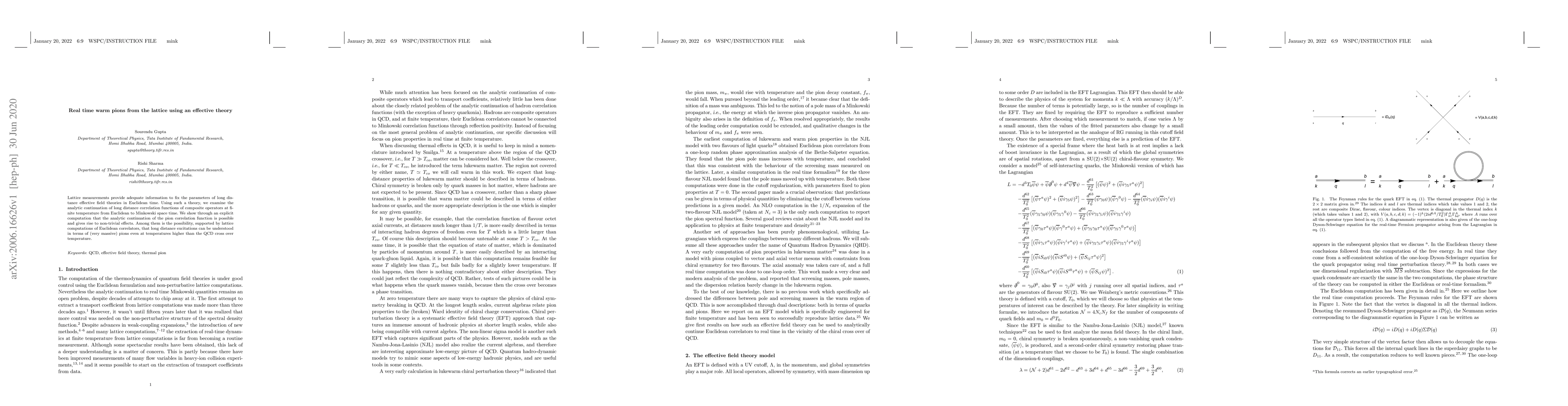 Thumbnail for Real time warm pions from the lattice using an effective theory