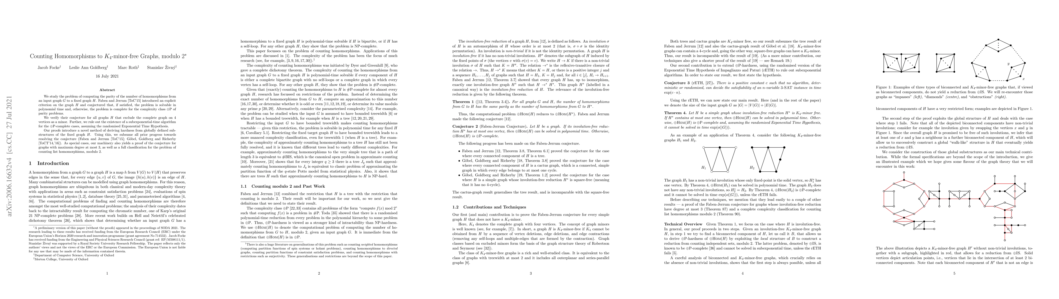 Thumbnail for Counting Homomorphisms to $K_4$-minor-free Graphs, modulo 2
