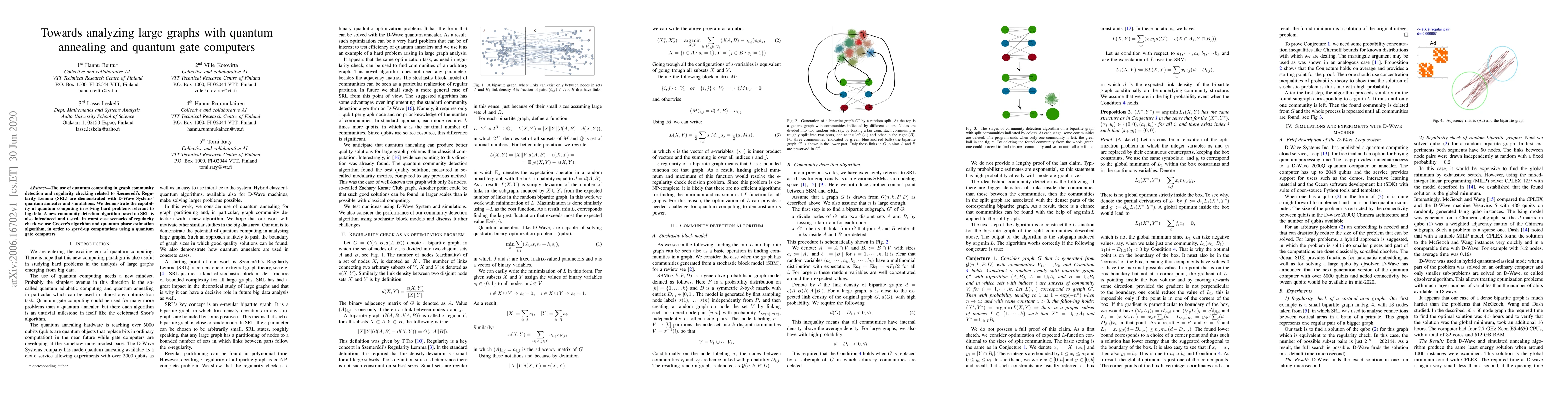 Thumbnail for Towards analyzing large graphs with quantum annealing and quantum gate
  computers