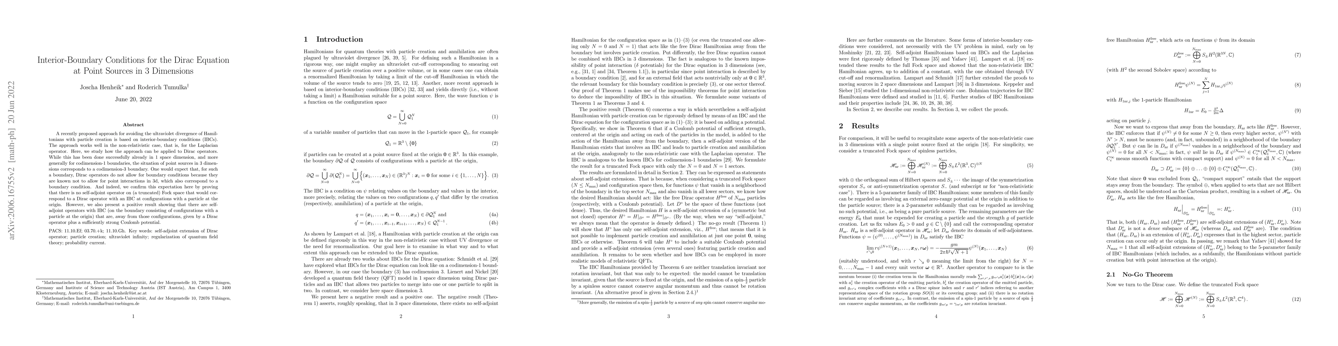 Thumbnail for Interior-Boundary Conditions for the Dirac Equation at Point Sources in
  3 Dimensions