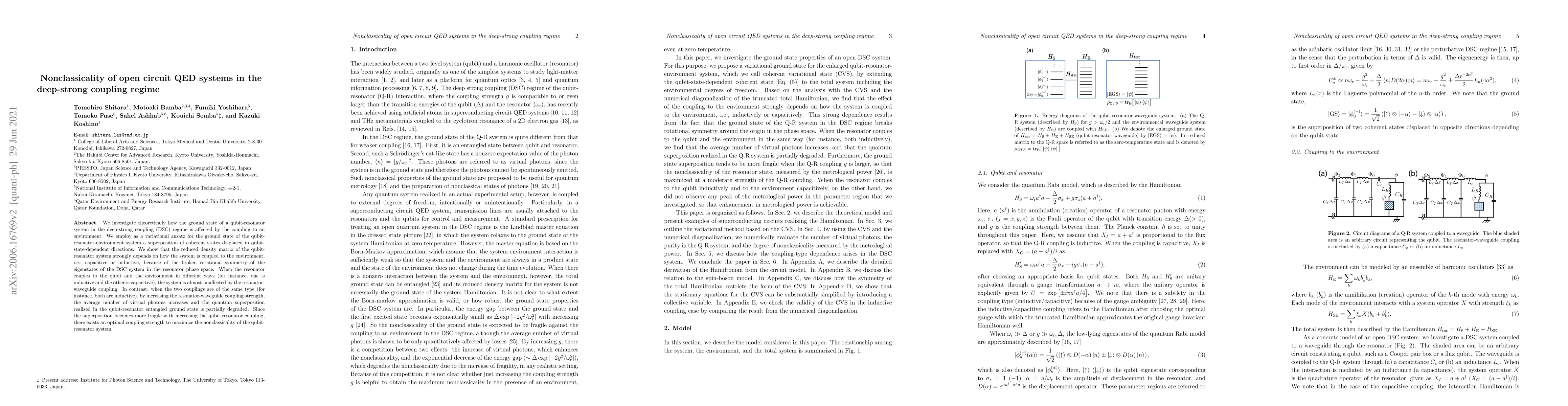 Thumbnail for Nonclassicality of open circuit QED systems in the deep-strong coupling
  regime