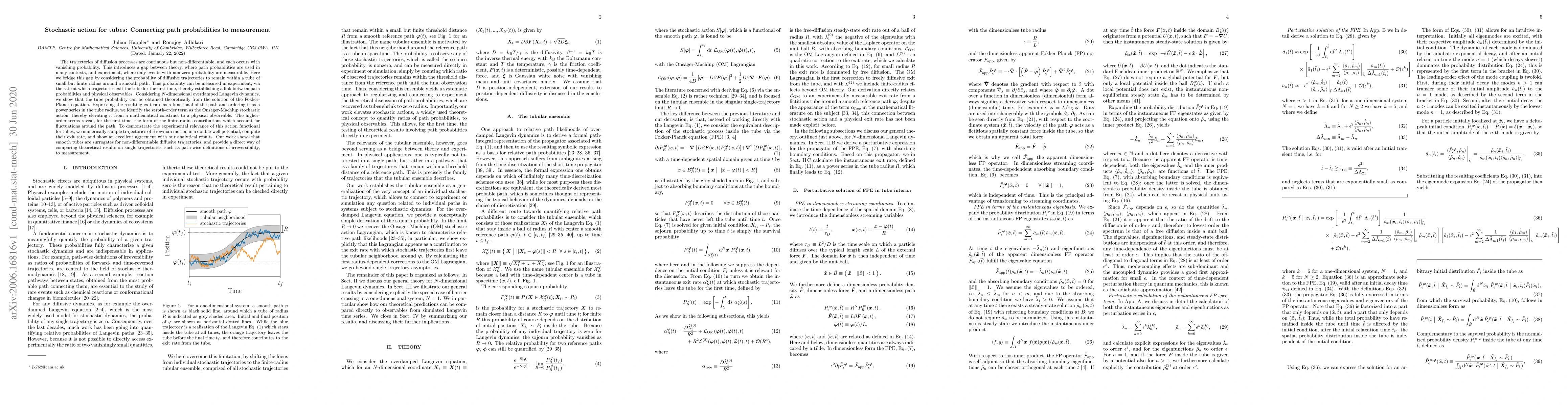 Thumbnail for Stochastic action for tubes: Connecting path probabilities to
  measurement
