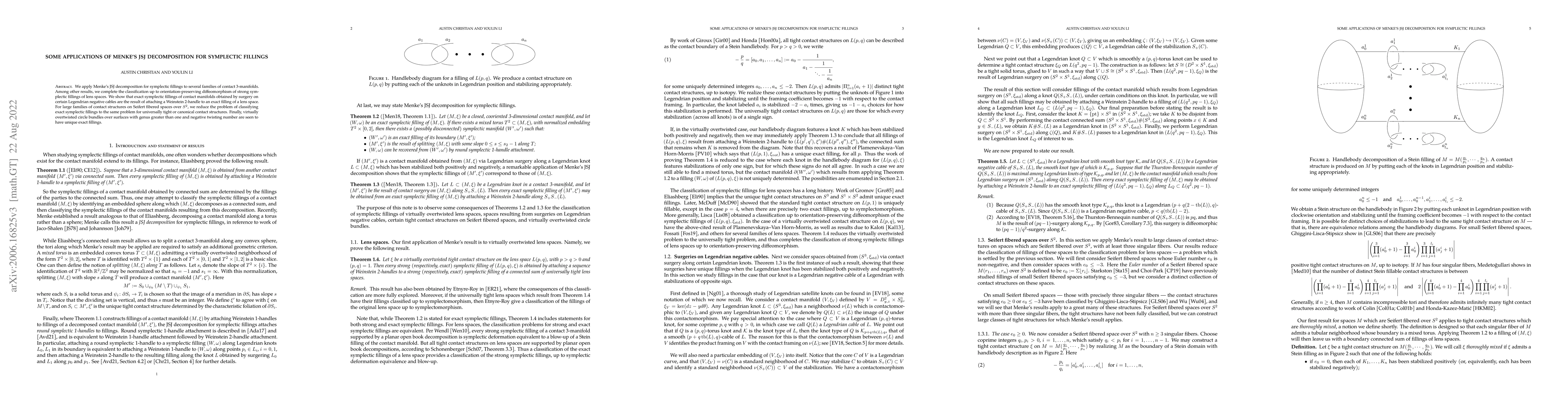 Thumbnail for Some applications of Menke's JSJ decomposition for symplectic fillings