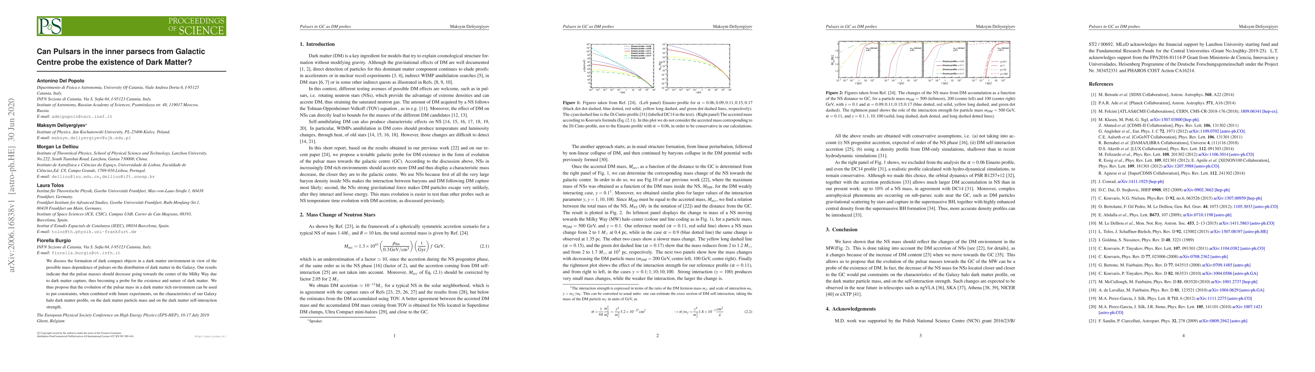 Thumbnail for Can Pulsars in the inner parsecs from Galactic Centre probe the
  existence of Dark Matter?