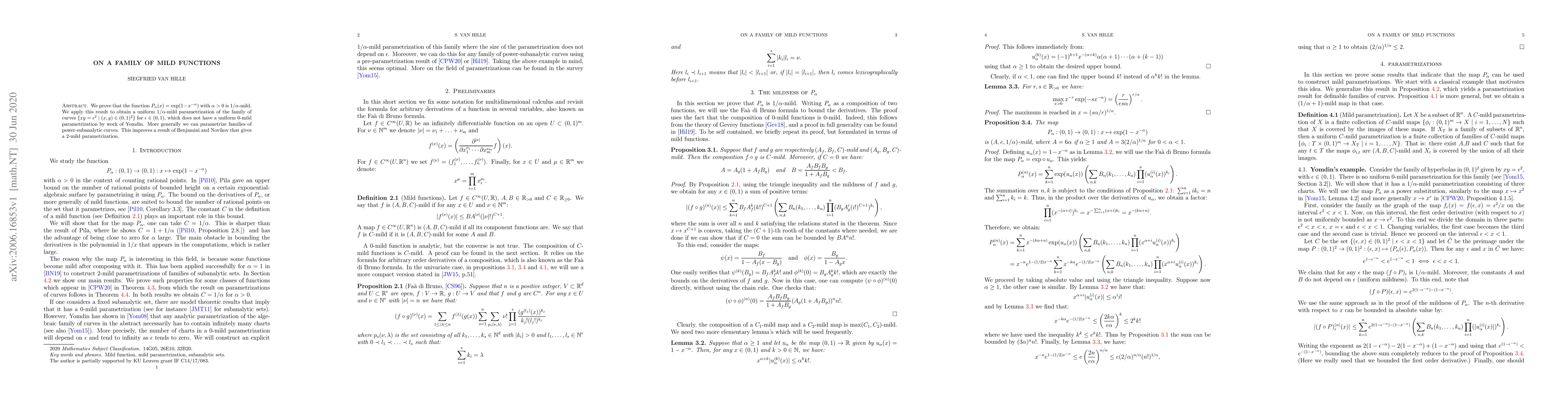 Thumbnail for On a family of mild functions