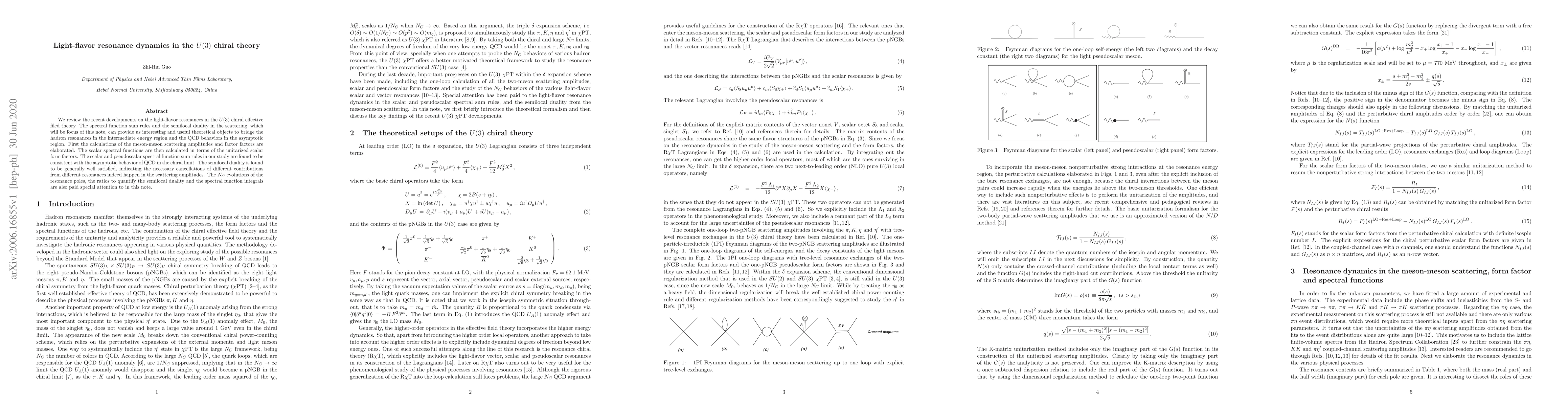 Thumbnail for Light-flavor resonance dynamics in the $U(3)$ chiral theory